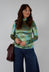 Velvet Turtleneck Top in Verde / Blu