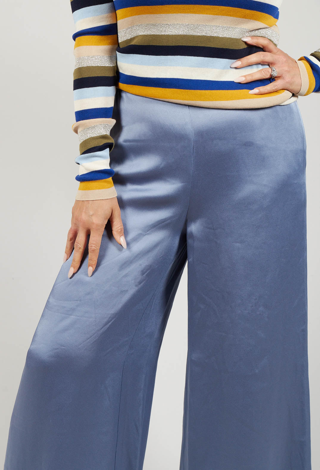Wide Leg Trousers in Indaco