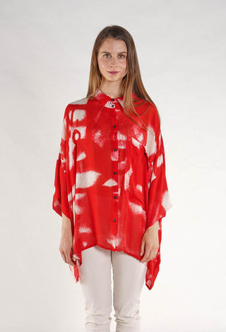 PRE-ORDER - Semi Sheer Longline Shirt in Electric Print - 1770407 (Pictured in Ketchup Print)