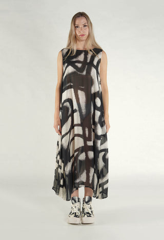 PRE-ORDER - A-Line Midi Dress in Black Print - 1770906