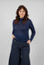 Fine Knit Turtleneck Top in Navy