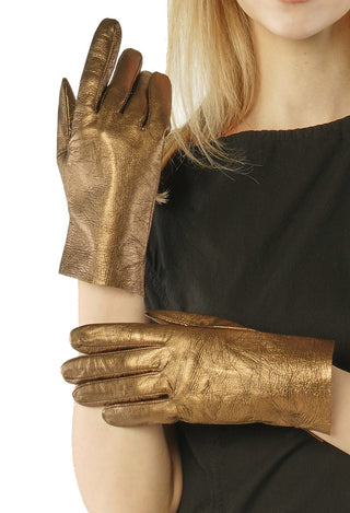 PRE-ORDER - Leather Gloves in Gold (Pictured in Bronze) - 1802002