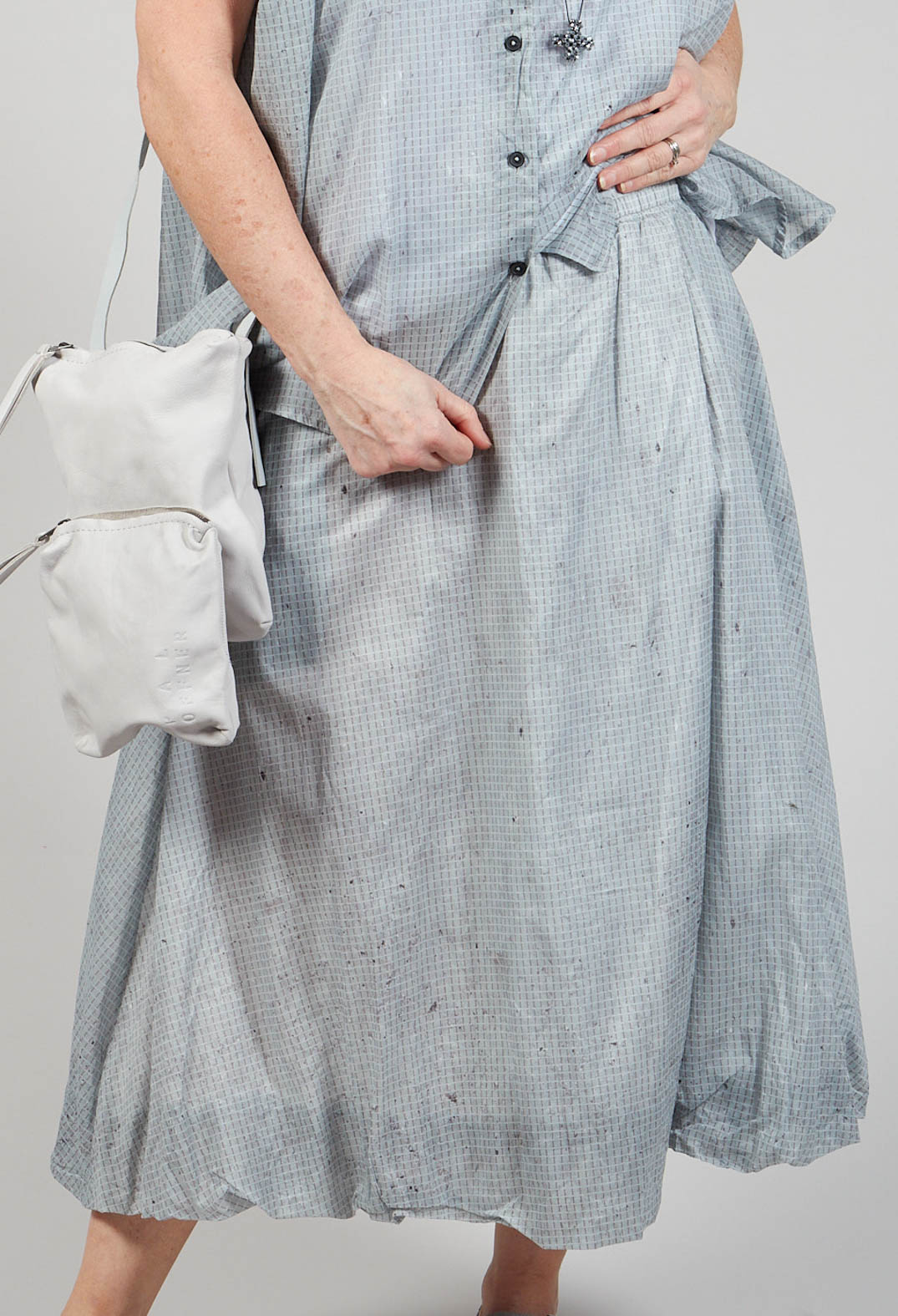 Bubble Hem Skirt with Pleat Detail in Ice Stripe
