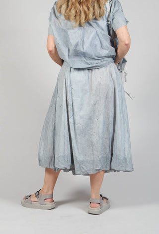 Bubble Hem Skirt with Pleat Detail in Ice Stripe