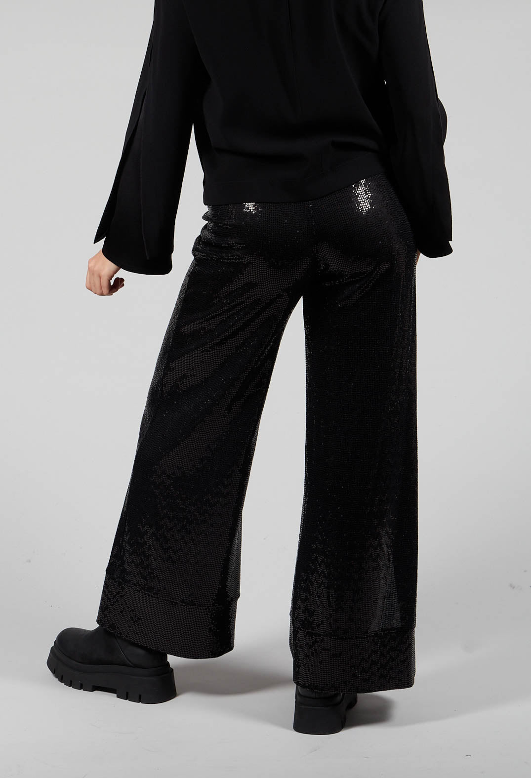 Wide Leg Sequin Pants Aubi in Black