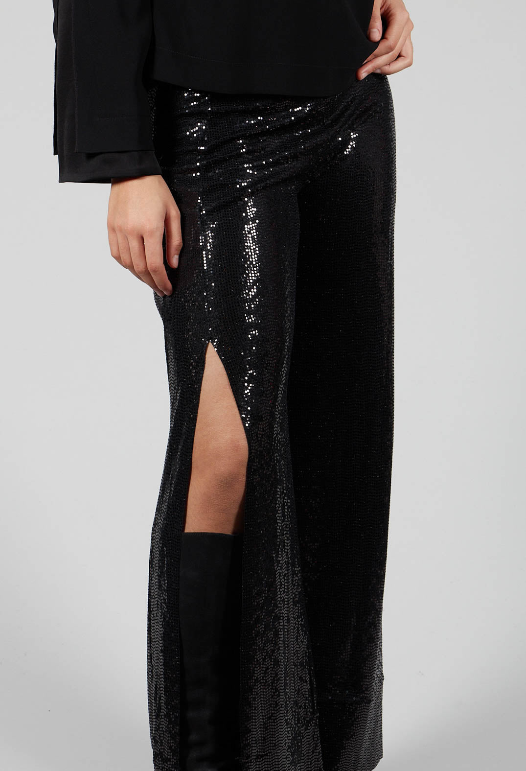 Wide Leg Sequin Pants Aubi in Black