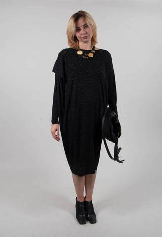 Speckled Midi Dress Afra in Black / Silver