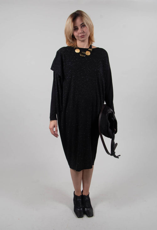 Speckled Midi Dress Afra in Black / Silver