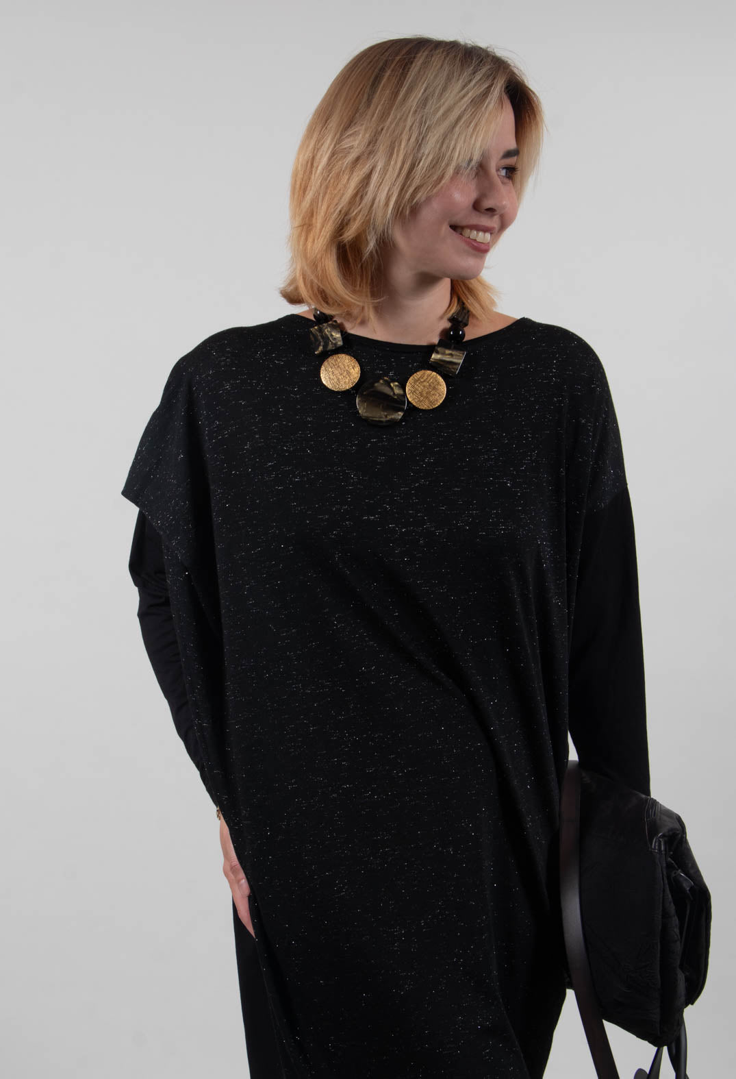 Speckled Midi Dress Afra in Black / Silver