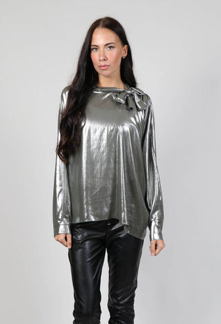 Asymmetric Blouse Clea in Silver / Khaki