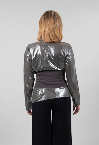 Asymmetric Blouse Clea in Silver / Khaki