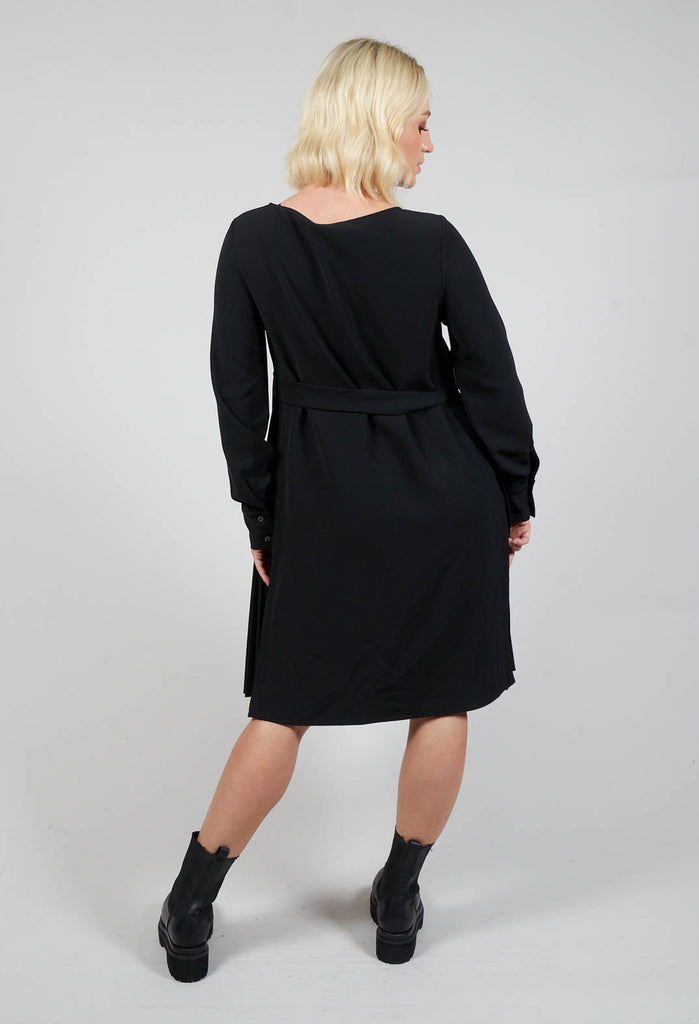 Pleated Shift Dress in Black