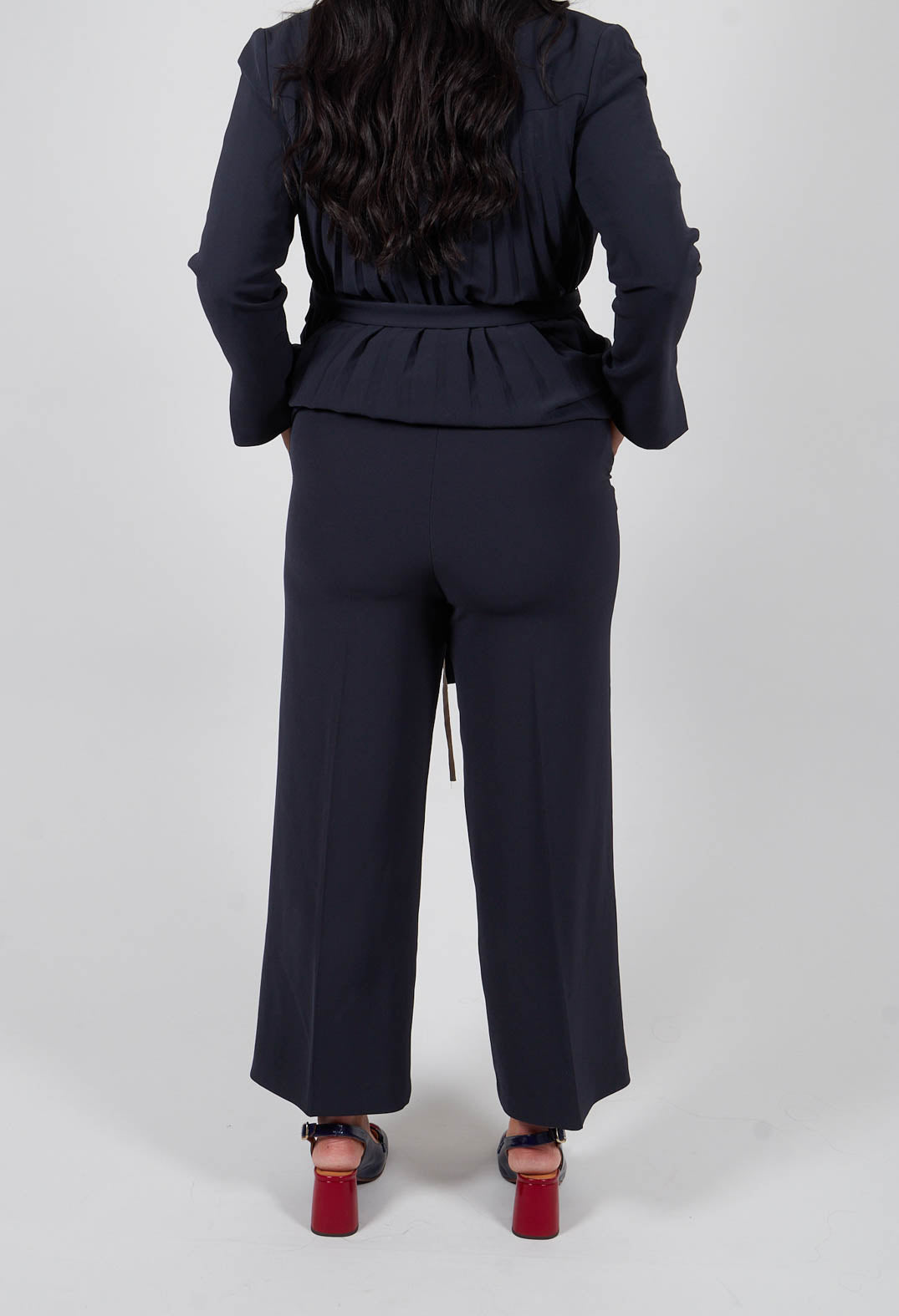 High Waisted Tailored Trousers in Navy