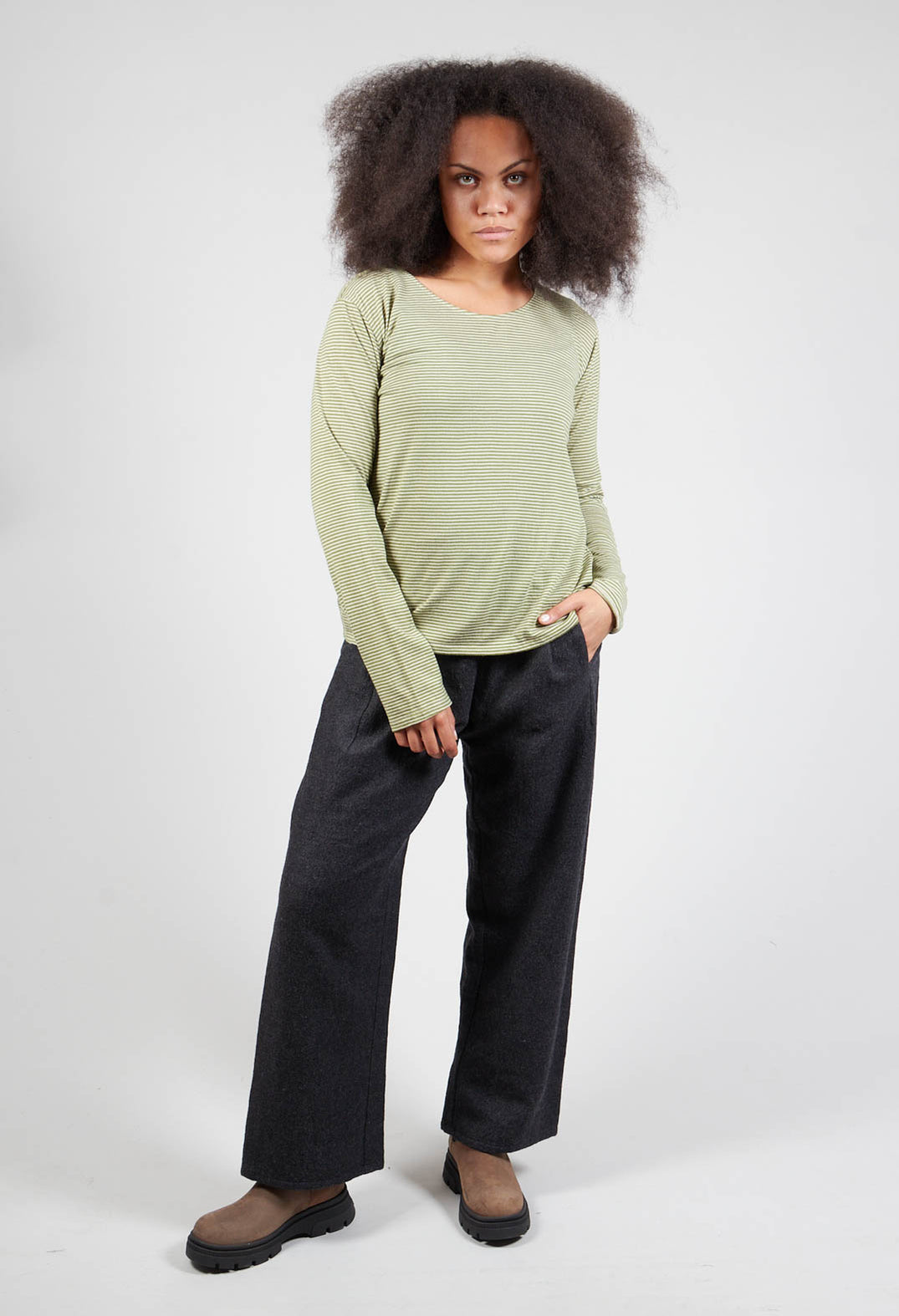 Striped Top in Canapa Verde