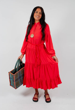 Tiered Maxi Dress in Red