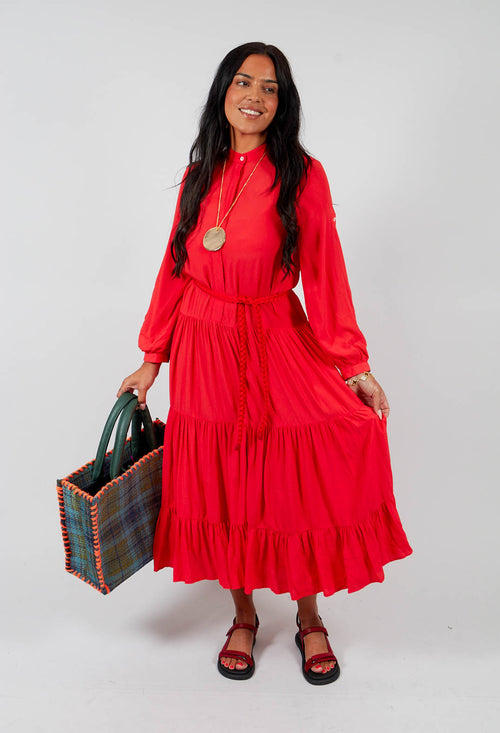 Tiered Maxi Dress in Red