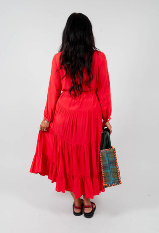 Tiered Maxi Dress in Red