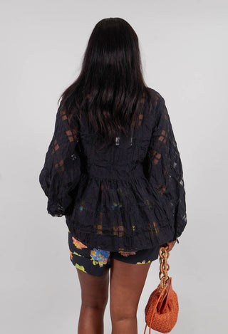 Jacquard Check Blouse in Black