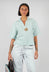 Linen Blouse with Large Pockets in Sky