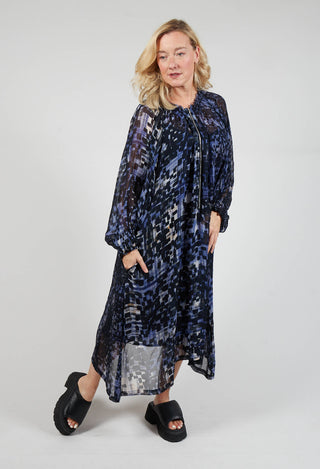 Sheer Bat Wing Dress in Navy