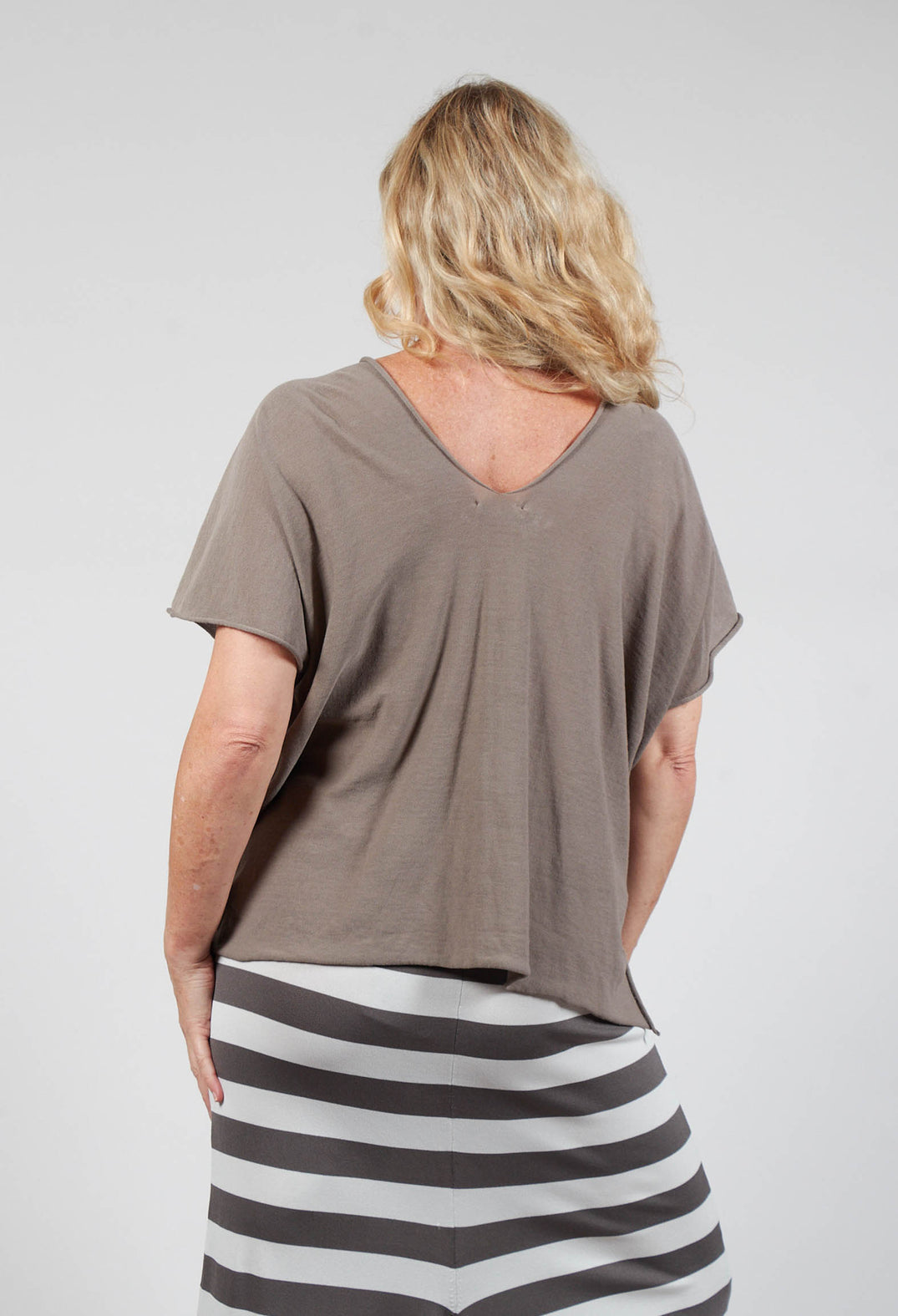 Boxy V-Neck Top in Army