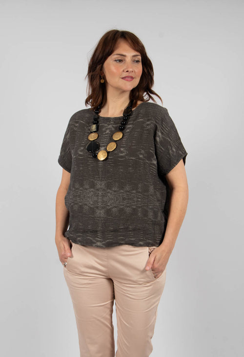 Printed Boxy Shirt Kosta in Chocolat