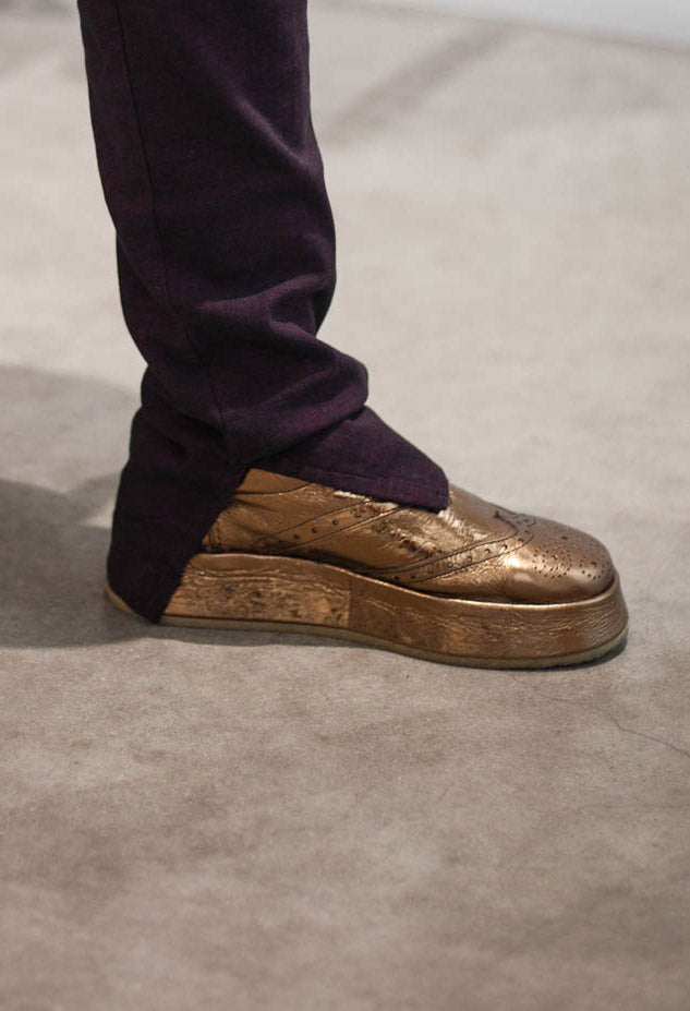 PRE-ORDER - Platform Sole Leather Brogues in Gold - 1985216