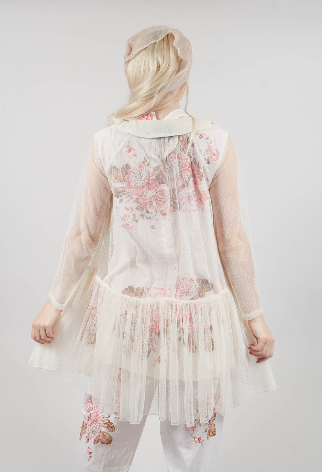 Marie Mesh Peplum Jacket in Ecru