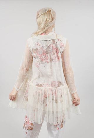 Marie Mesh Peplum Jacket in Ecru