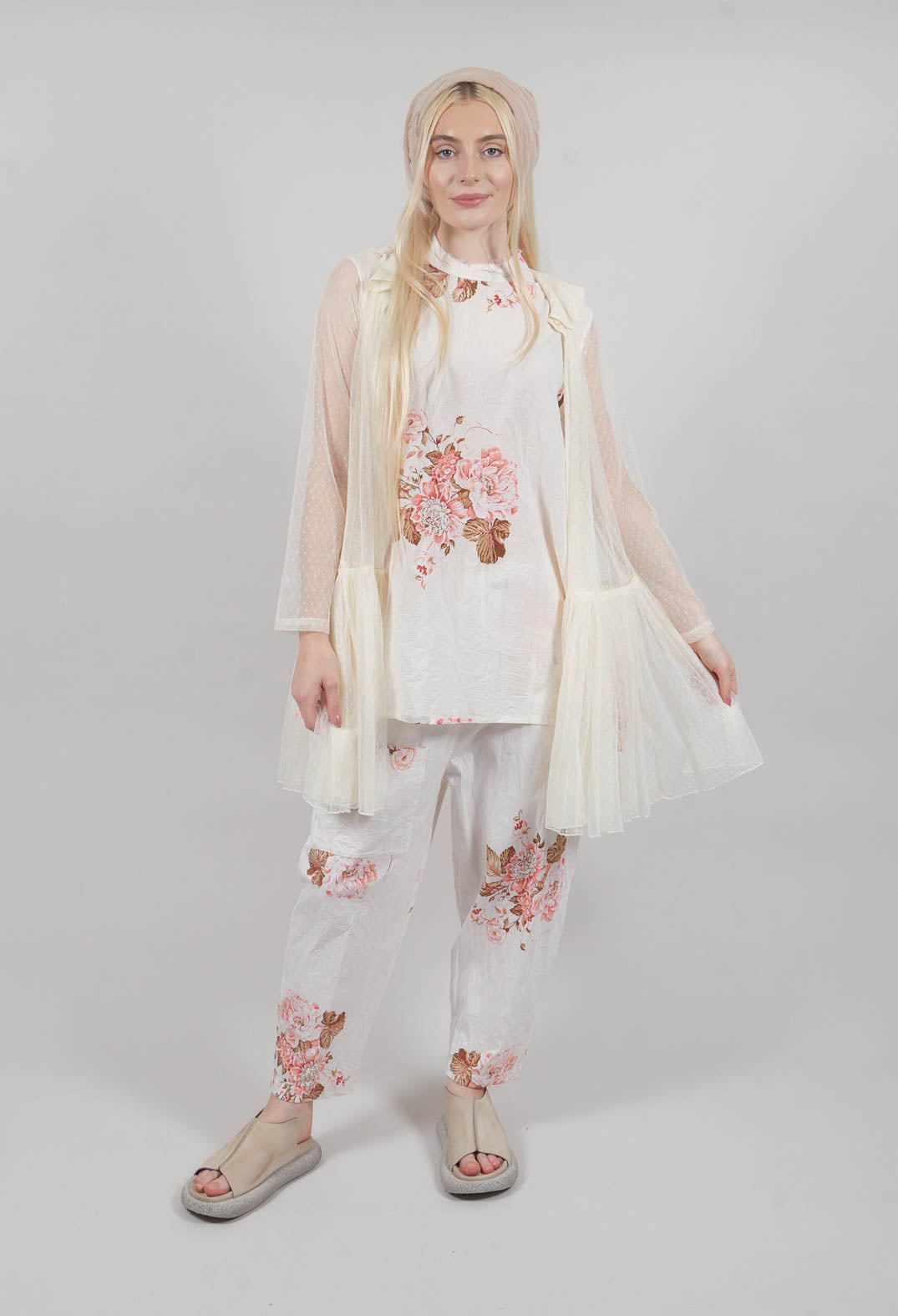 Marie Mesh Peplum Jacket in Ecru