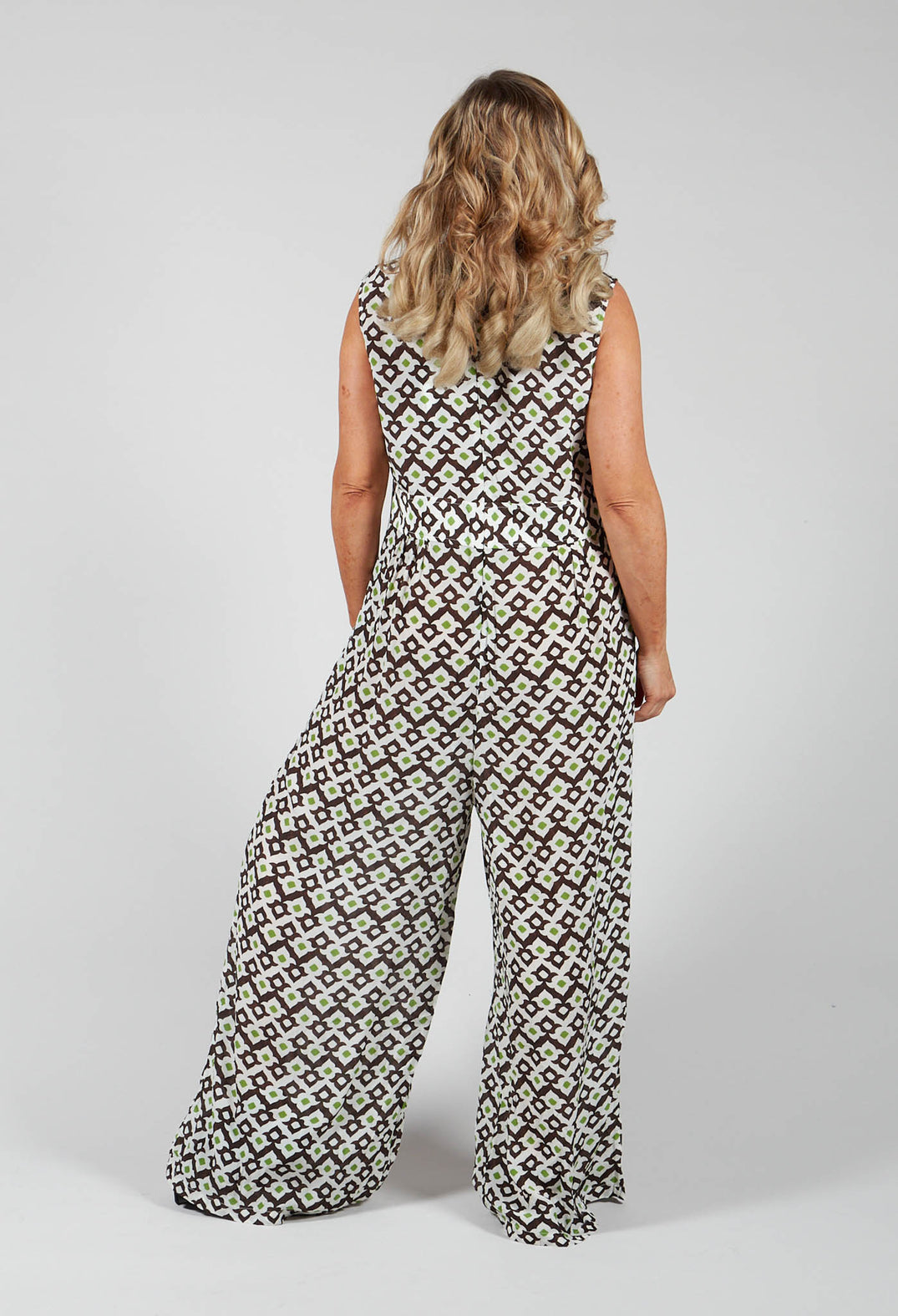 Printed Jumpsuit in Beige/Malva