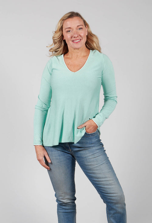 V-neckline Jumper in Verde Acqua-Water