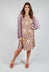 Printed Shift Dress in Beige/Malva