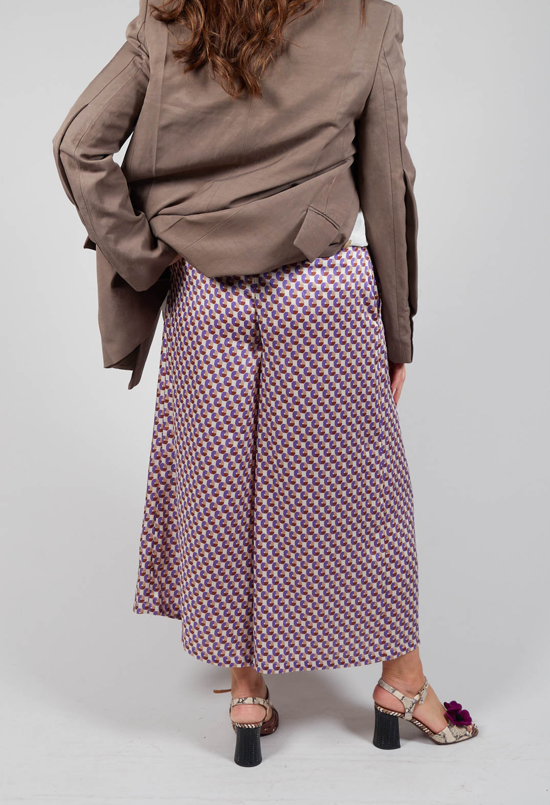 Wide Leg Trousers in Beige/Bianco