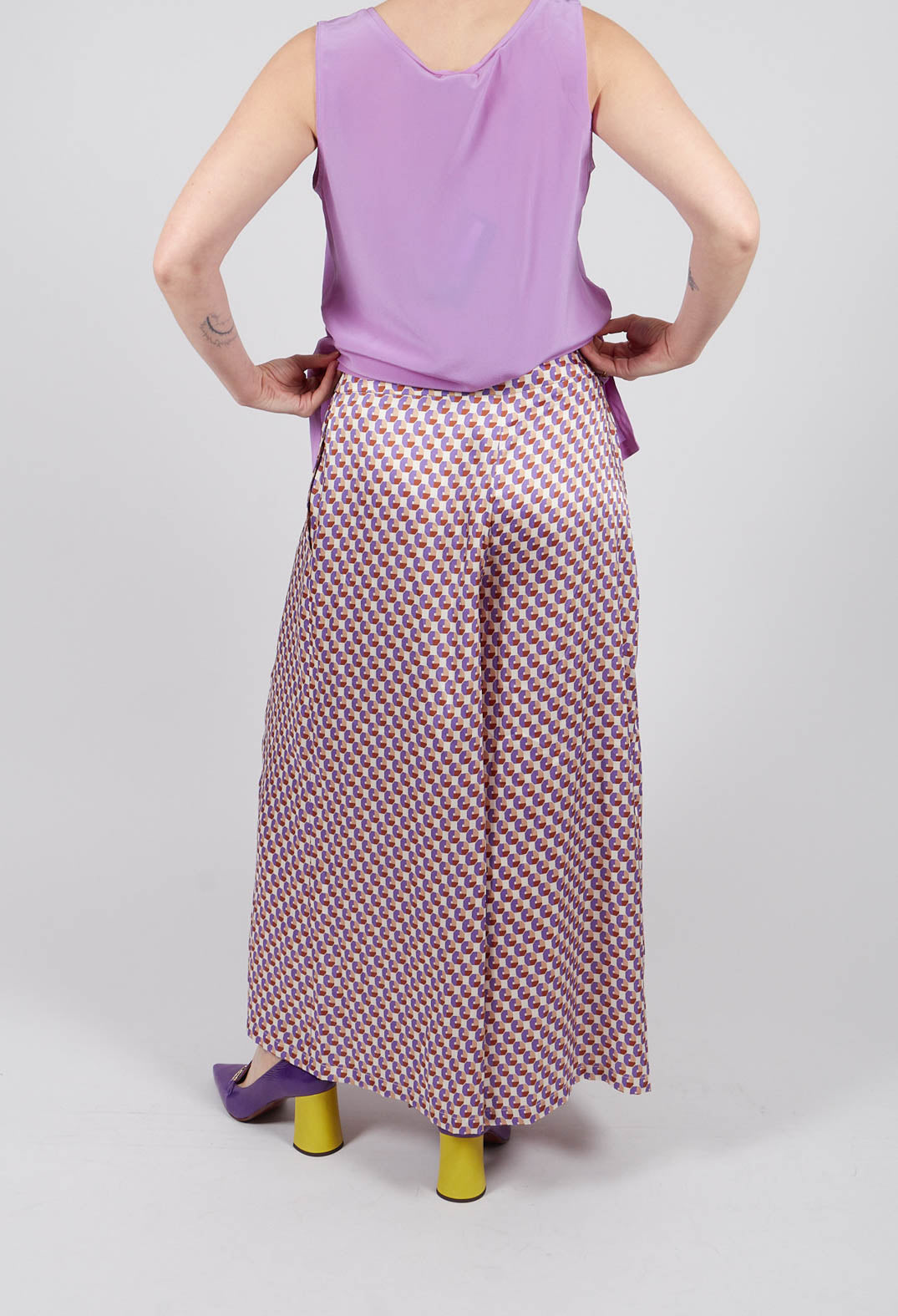 Wide Leg Trousers in Beige/Bianco