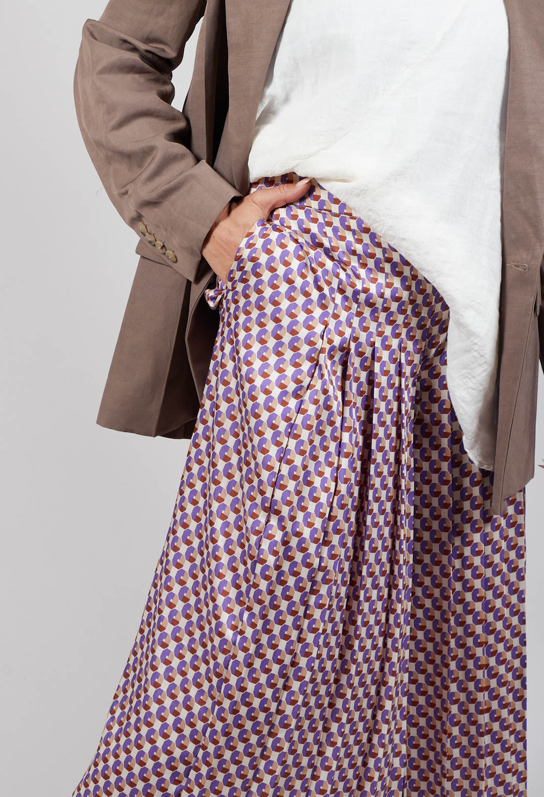 Wide Leg Trousers in Beige/Bianco