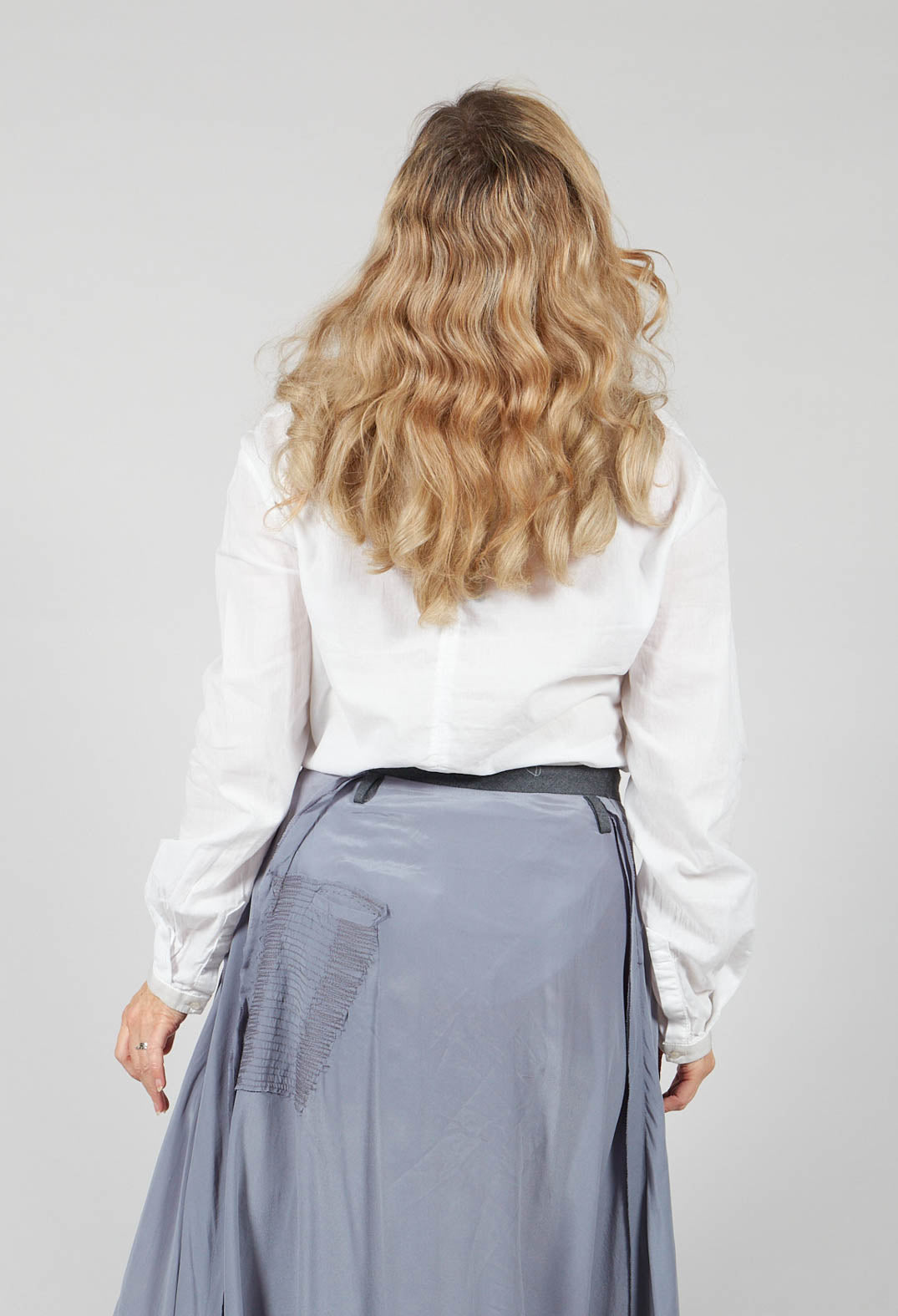 Long Shirt with Ruffle Shoulder Detail in White