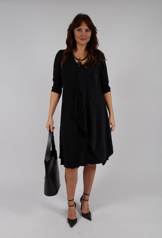 Drape Front Dress in Black