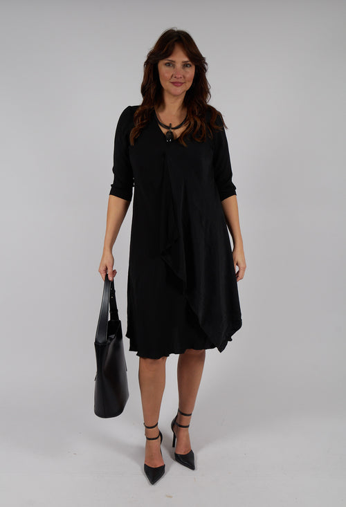 Drape Front Dress in Black