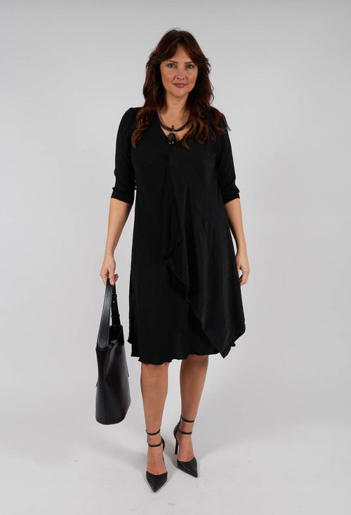 Drape Front Dress in Black