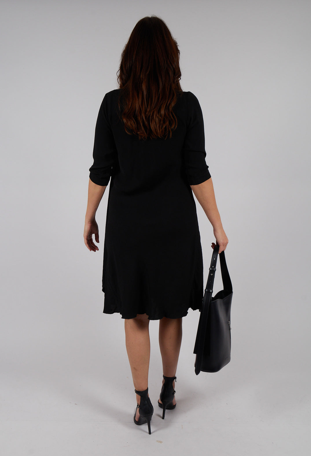 Drape Front Dress in Black