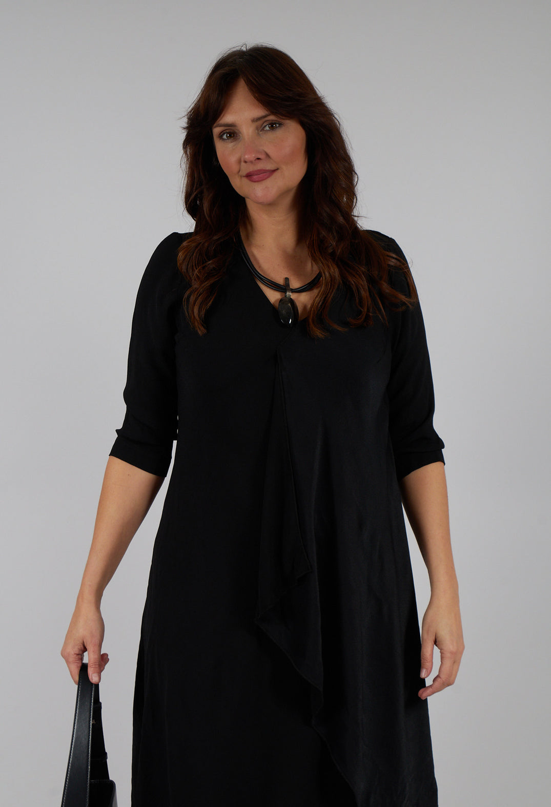 Drape Front Dress in Black