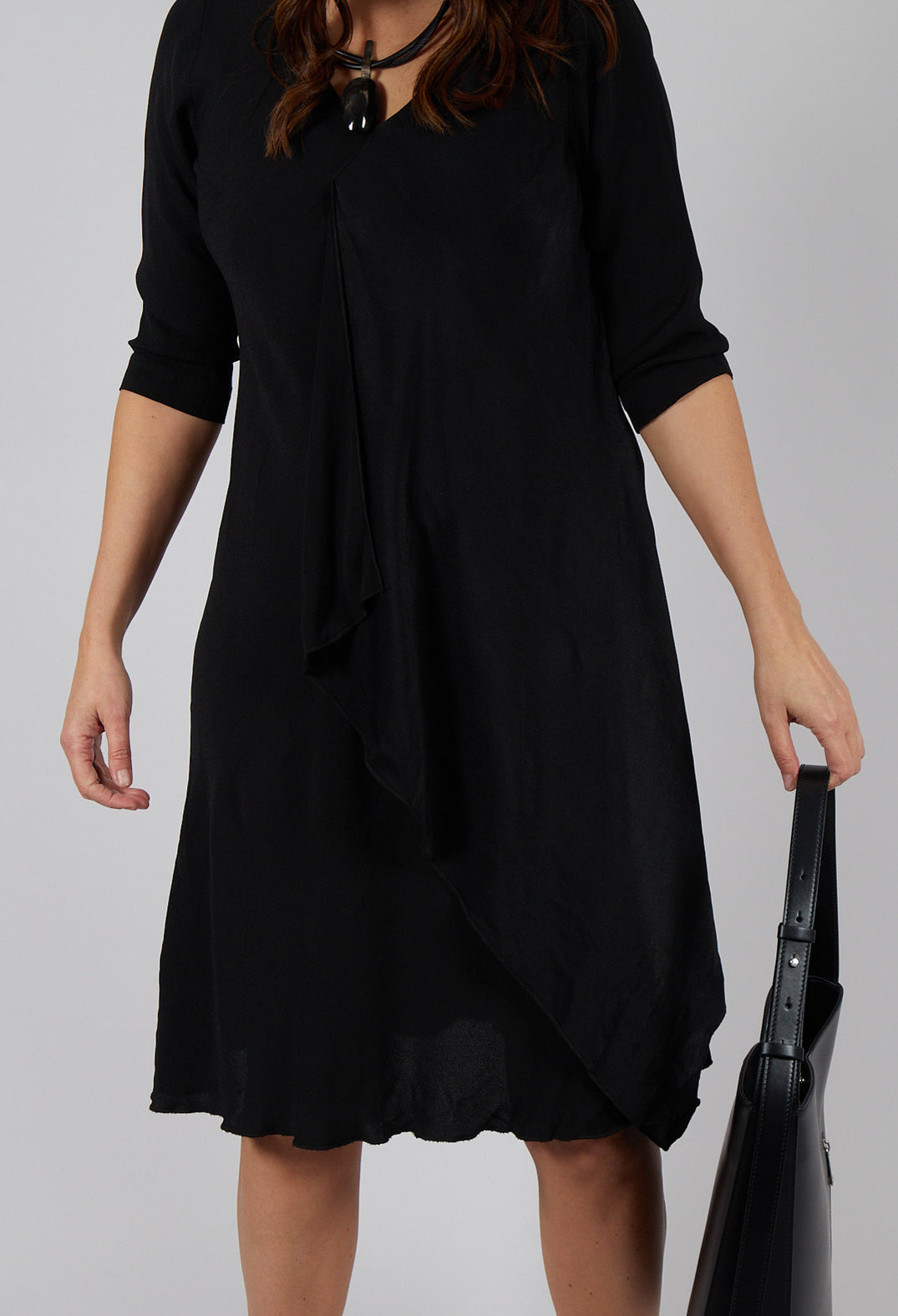 Drape Front Dress in Black