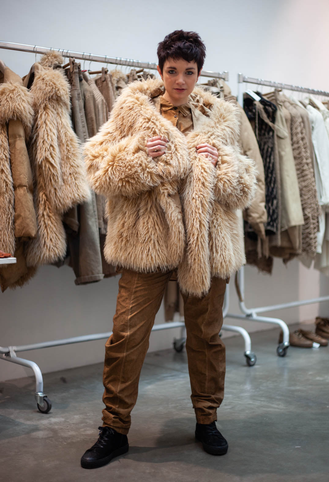 PRE-ORDER - Shaggy Faux Fur Coat in Clay Cloud - 2011102