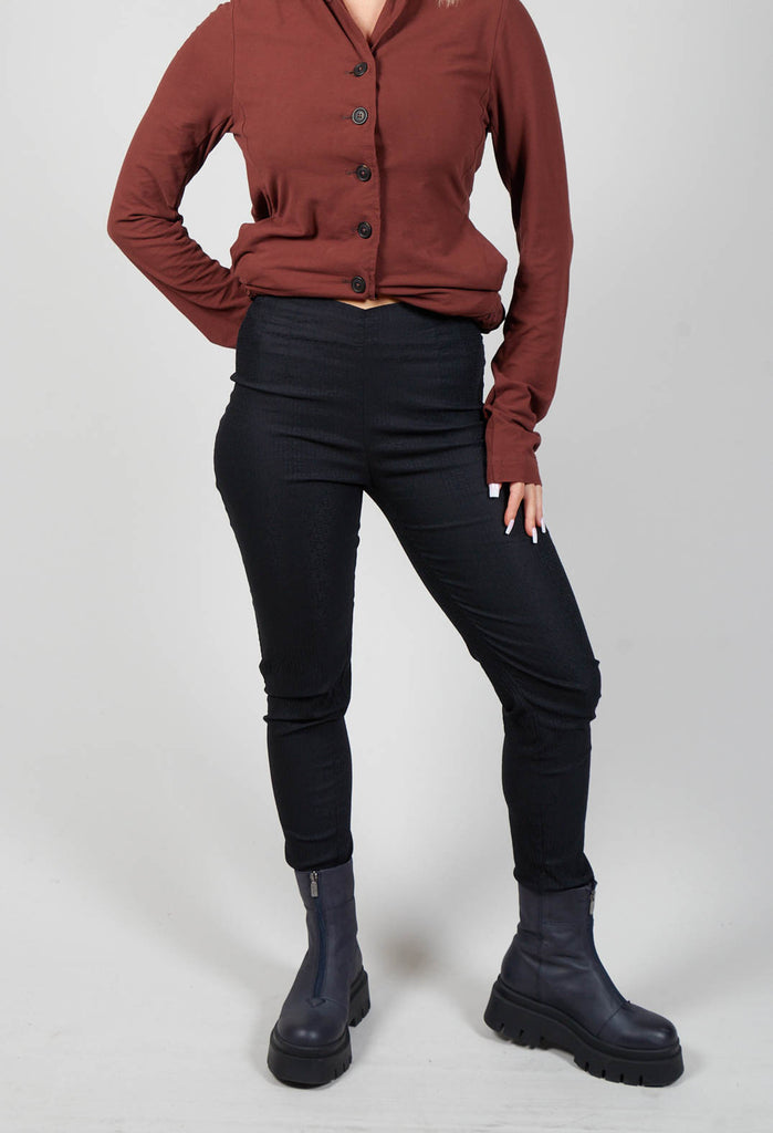 Straight Leg Textured Trousers in Black
