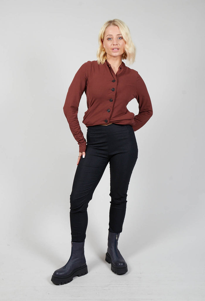 Straight Leg Textured Trousers in Black