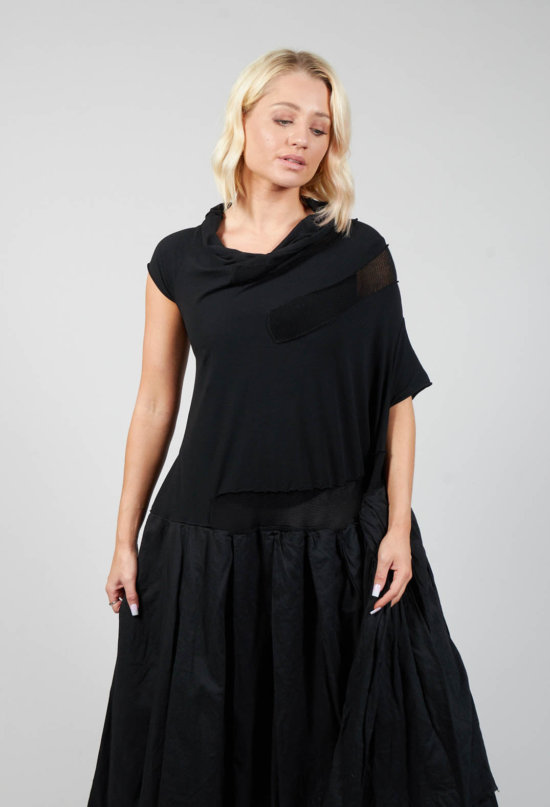 Cowl Neck Midi Dress in Black