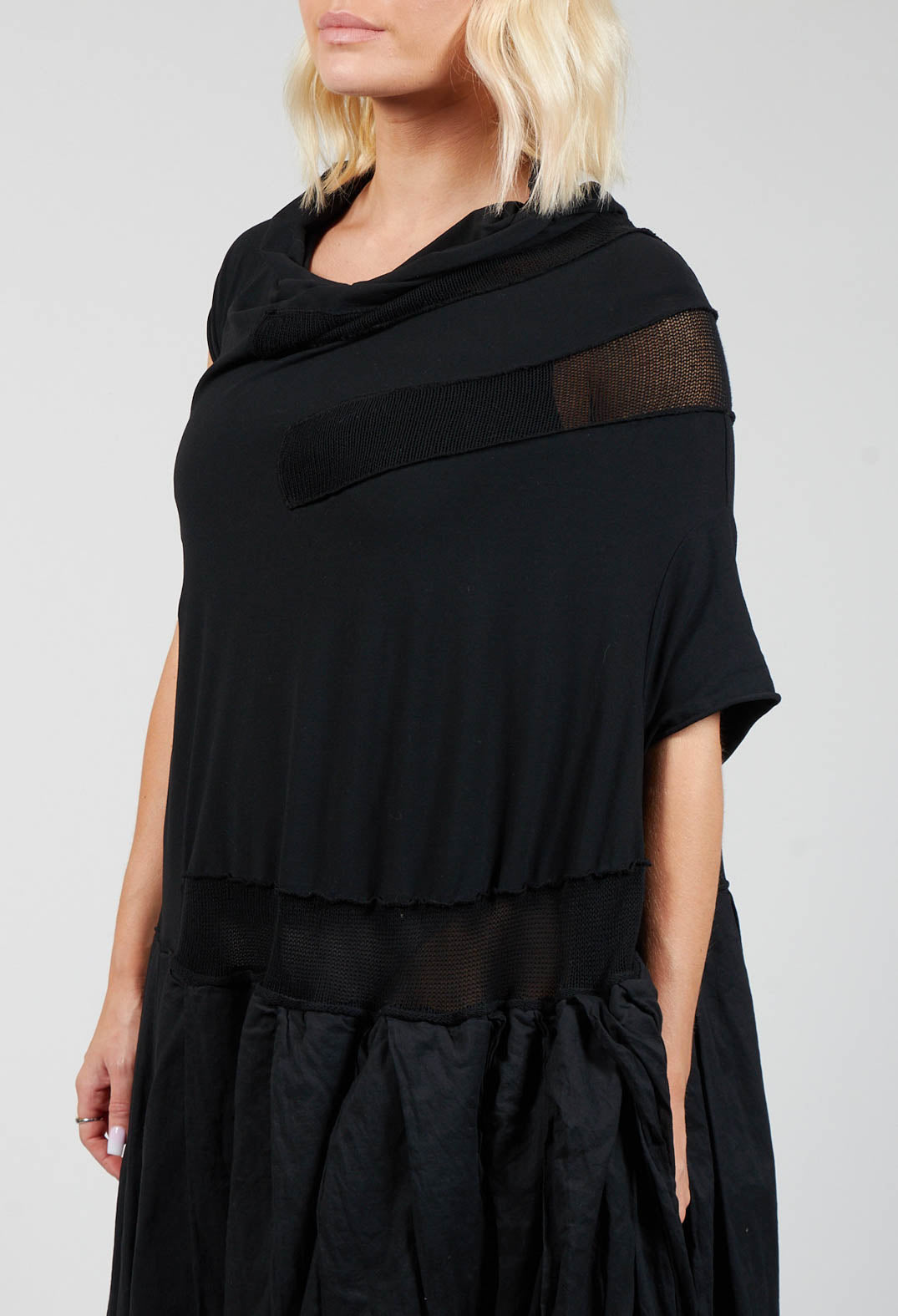 Cowl Neck Midi Dress in Black