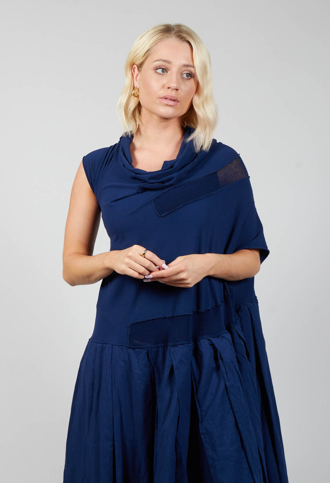 Cowl Neck Midi Dress in Blue