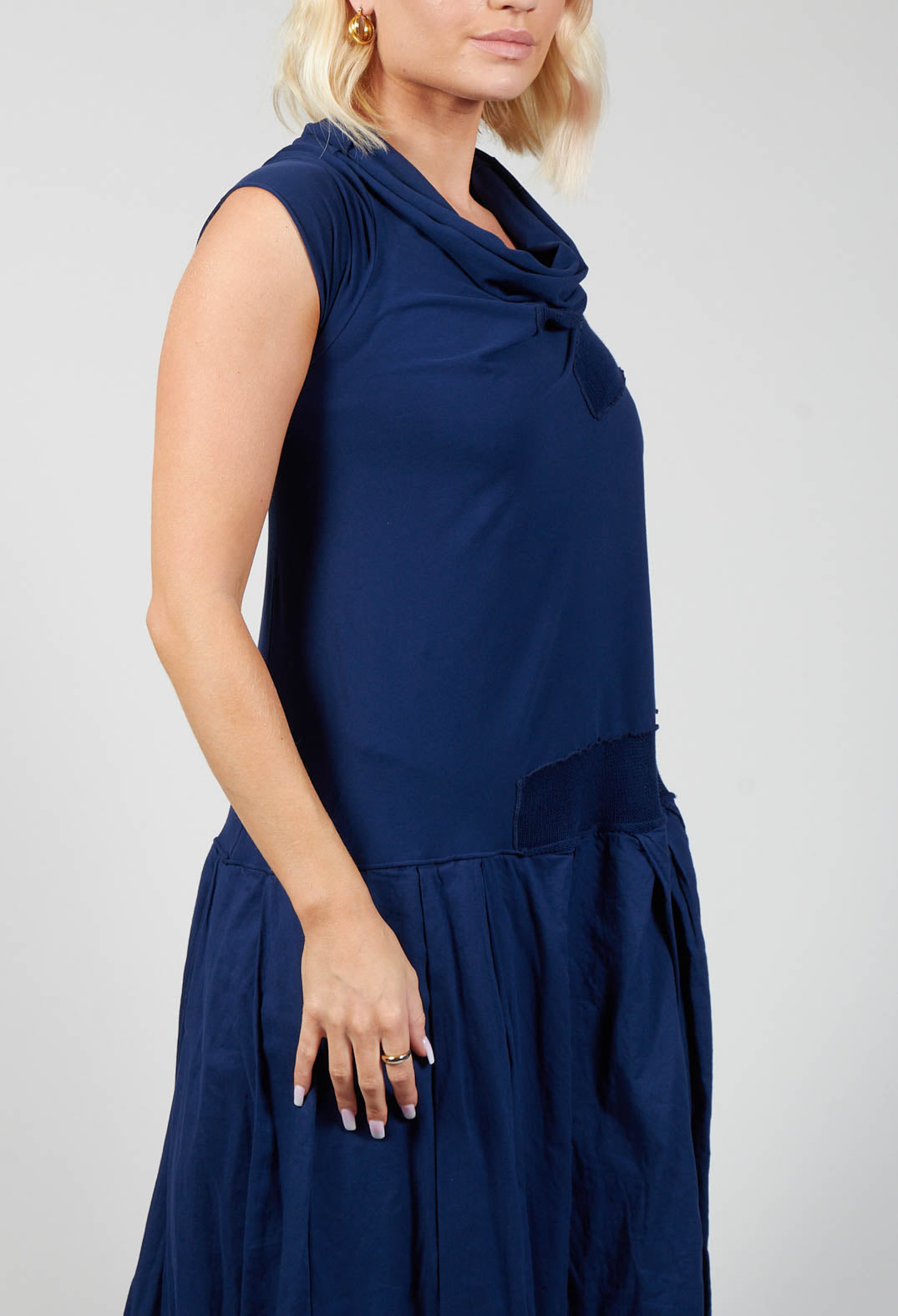 Cowl Neck Midi Dress in Blue